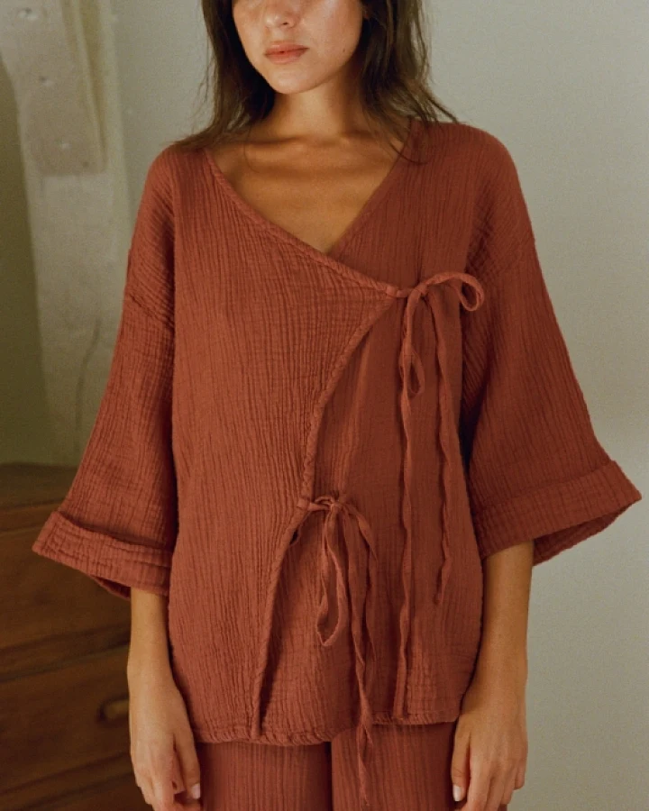 Nénés Damen vegan Bluse Haydée Terracotta