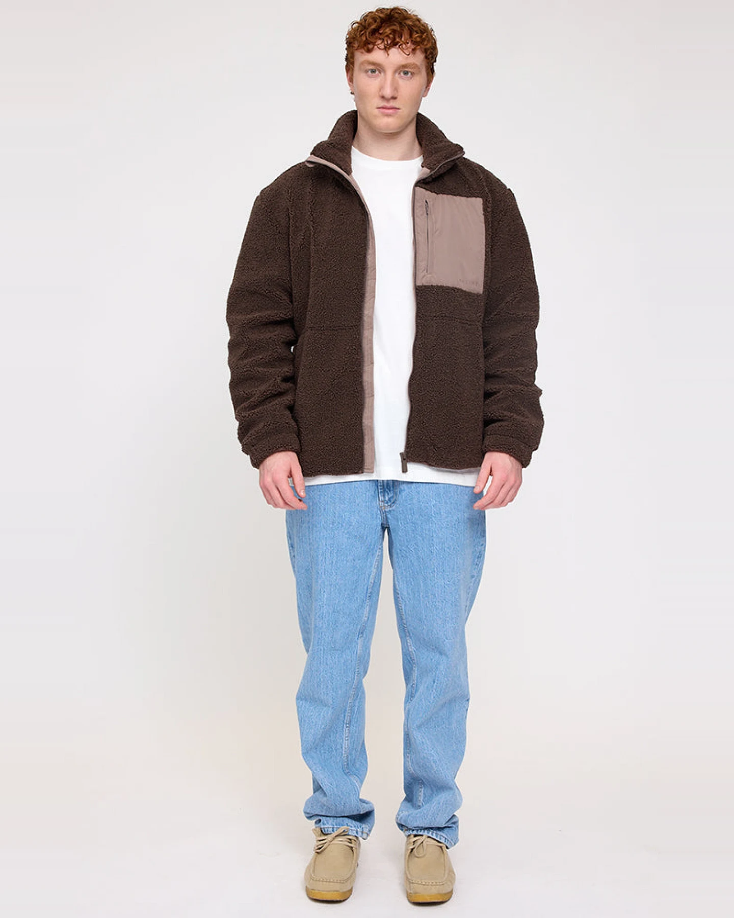 Mazine Herren vegan Gefütterte Sherpa Jacke Braun – Ansicht 2