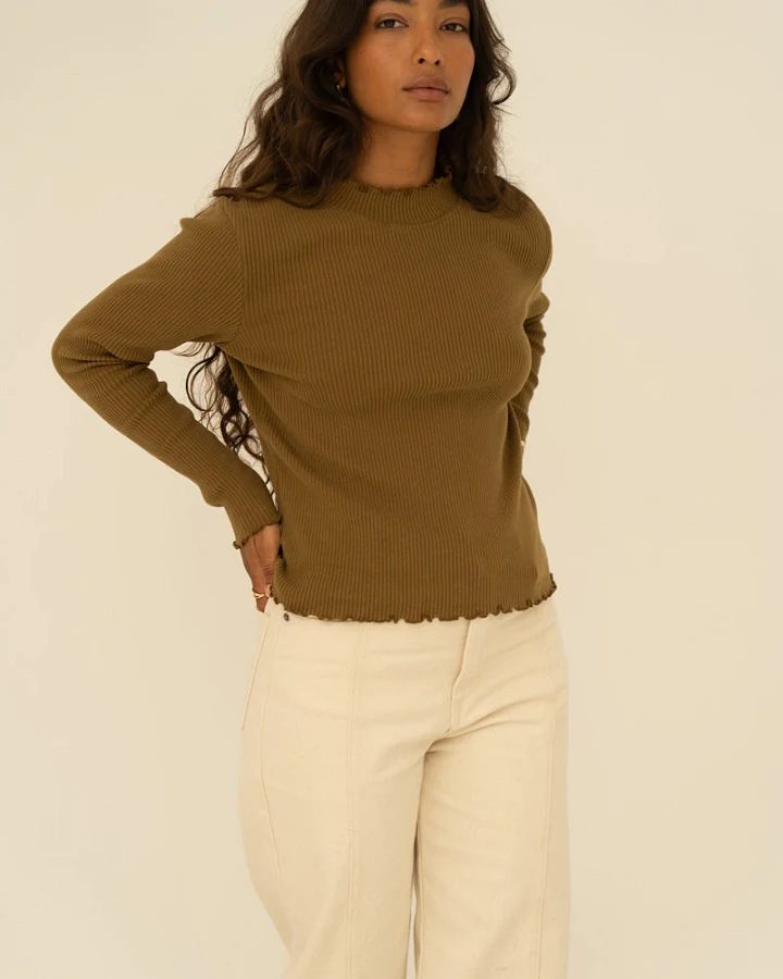 Näz Damen vegan Rollkragenpullover Ava Olive