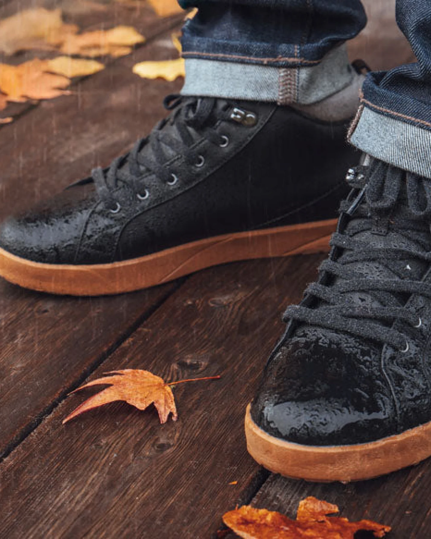 SAOLA Herren vegan Sneaker Herren Wasserdicht Warm Bergen Schwarz Tobacco – Ansicht 2