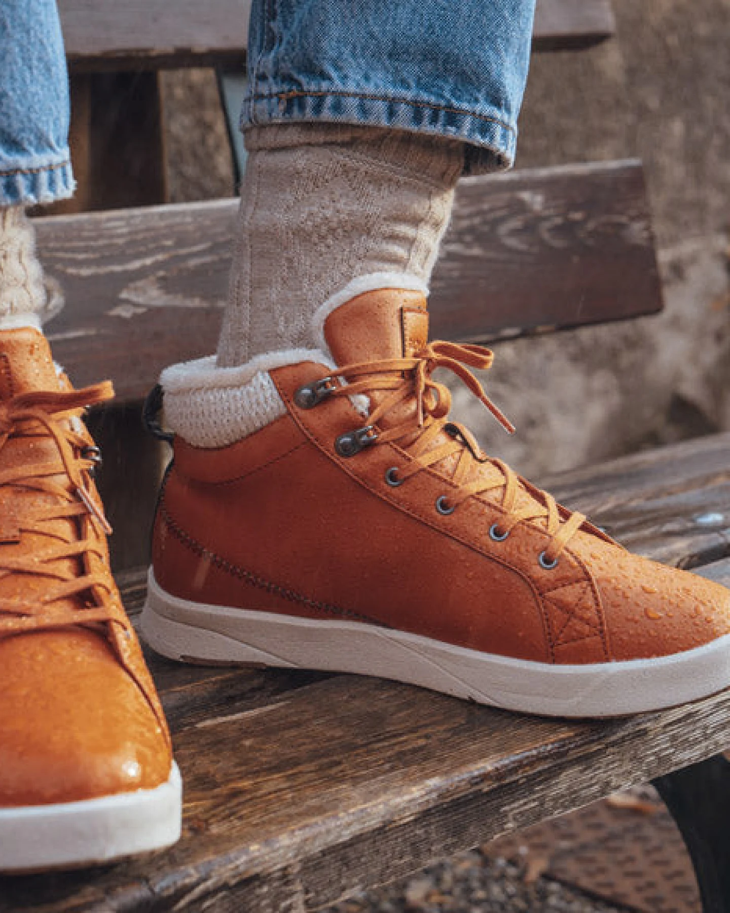 SAOLA Damen vegan Sneaker Damen Bergen Wasserdicht Warm Karamell – Ansicht 2