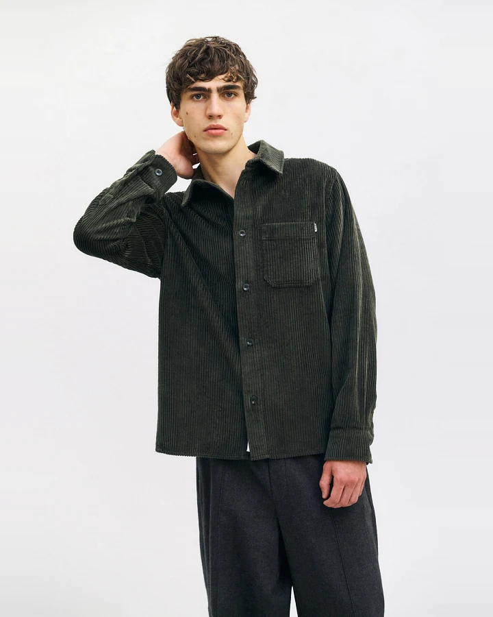 Rotholz Herren vegan Shirt Cord Dunkelgrün