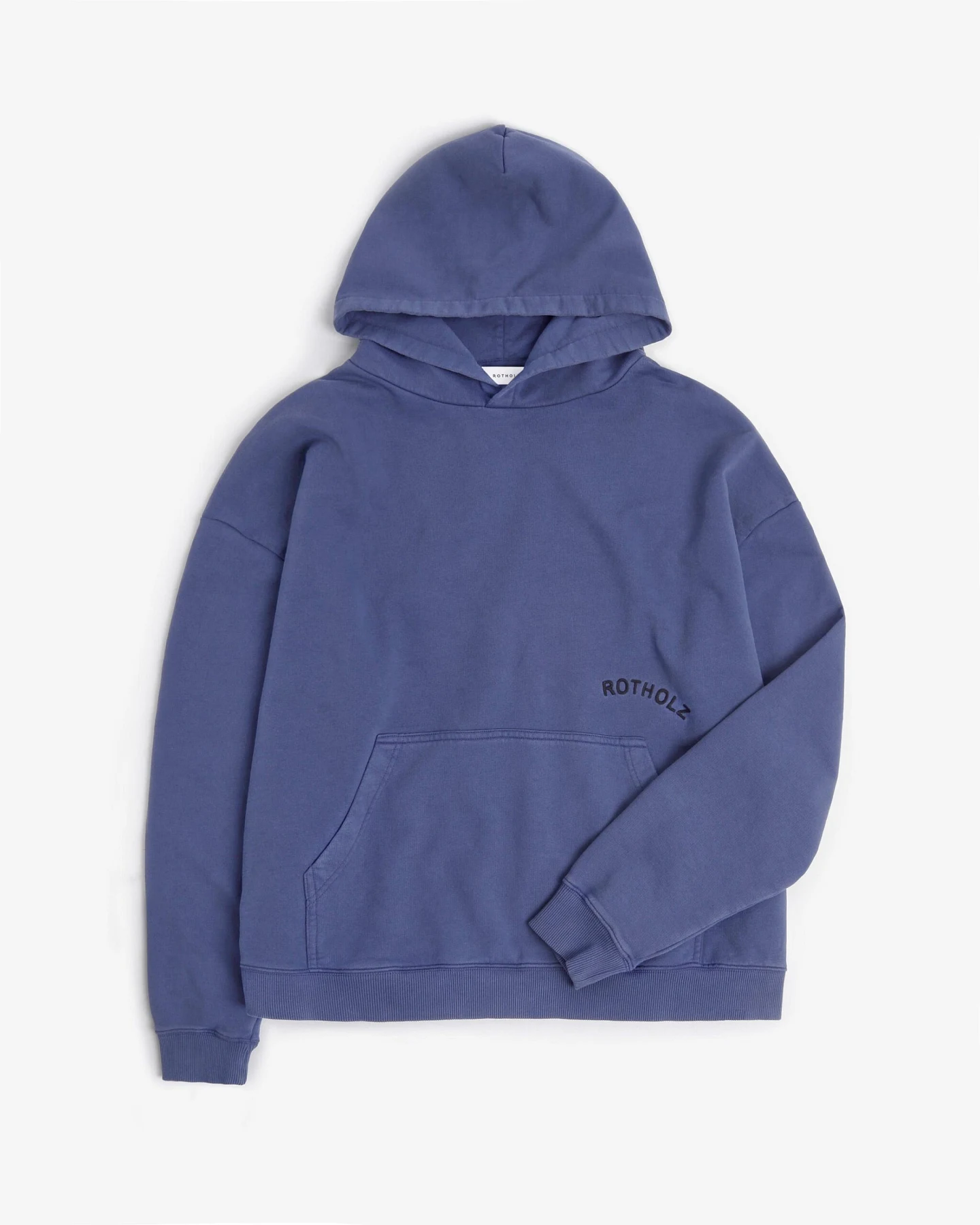 Rotholz Herren vegan Hoodie Logo Washed Blau – Ansicht 2