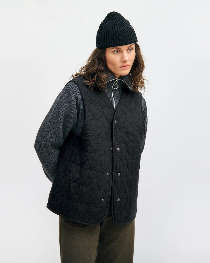 Rotholz Damen vegan Weste Flanell Gesteppt Schwarz
