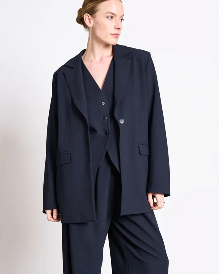 JAN 'N JUNE Damen vegan Blazer Mit Geschlitztem Rücken Jels Nightfall Navy