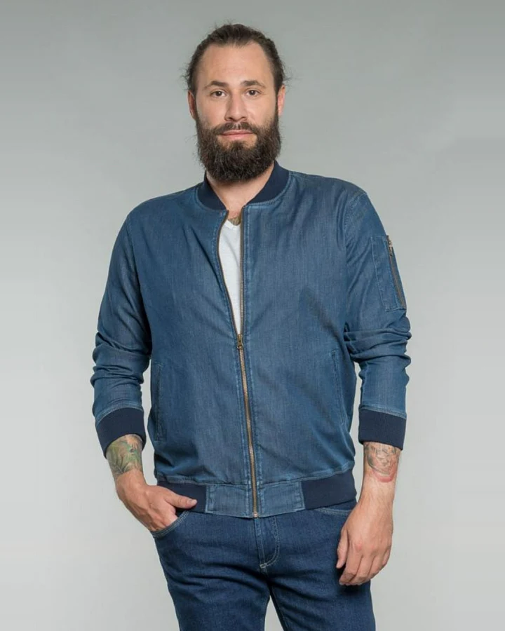 Feuervogl Herren vegan Blouson Jacke Denim Till Hellblau