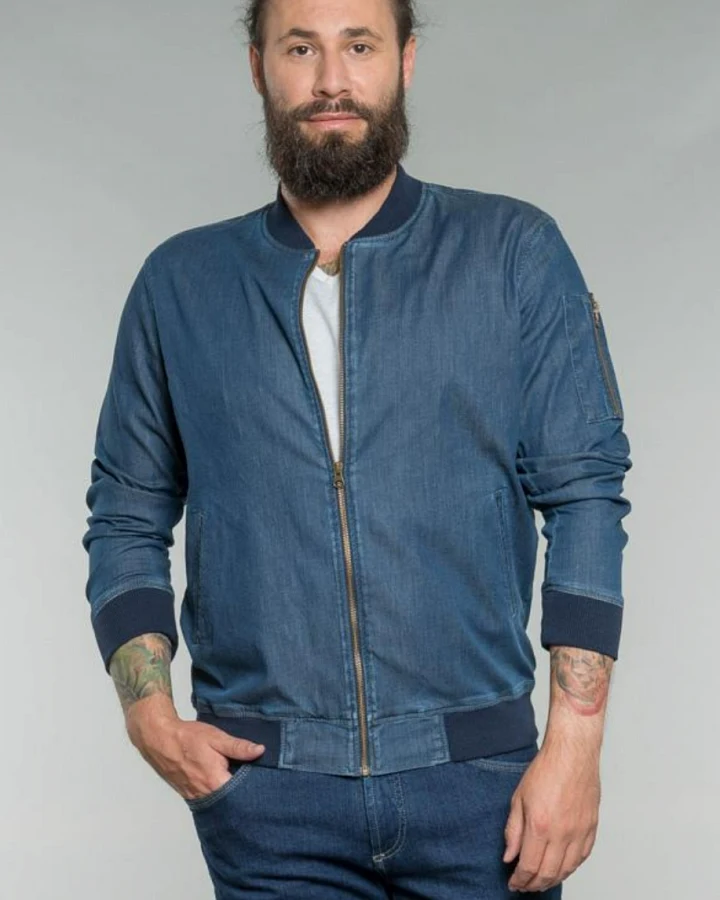 Feuervogl Herren vegan Blouson Jacke Denim Till Hellblau