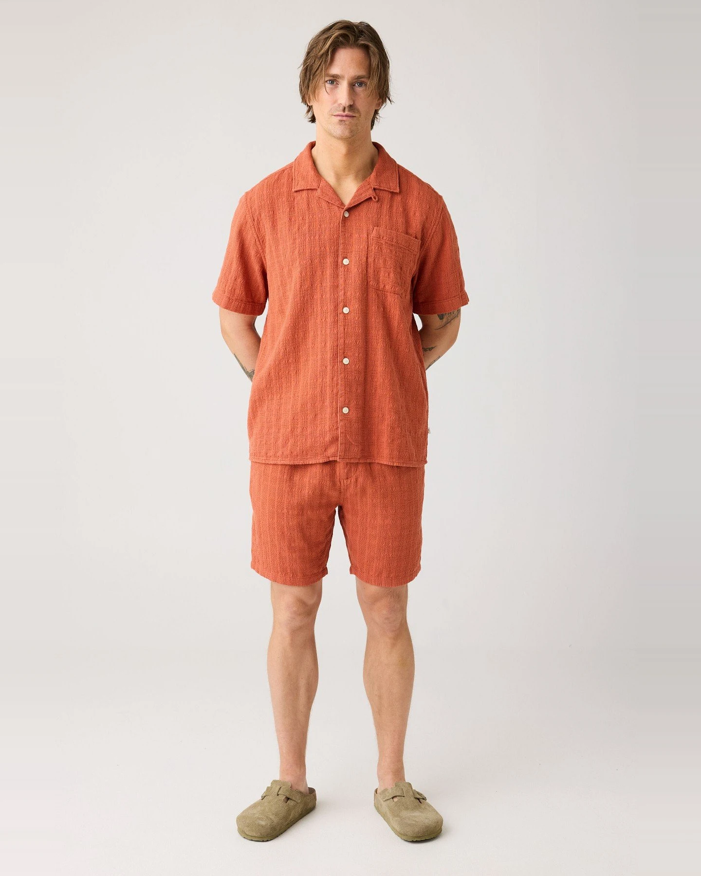 Hemd Structure Short Sleeve Orange – Ansicht 3