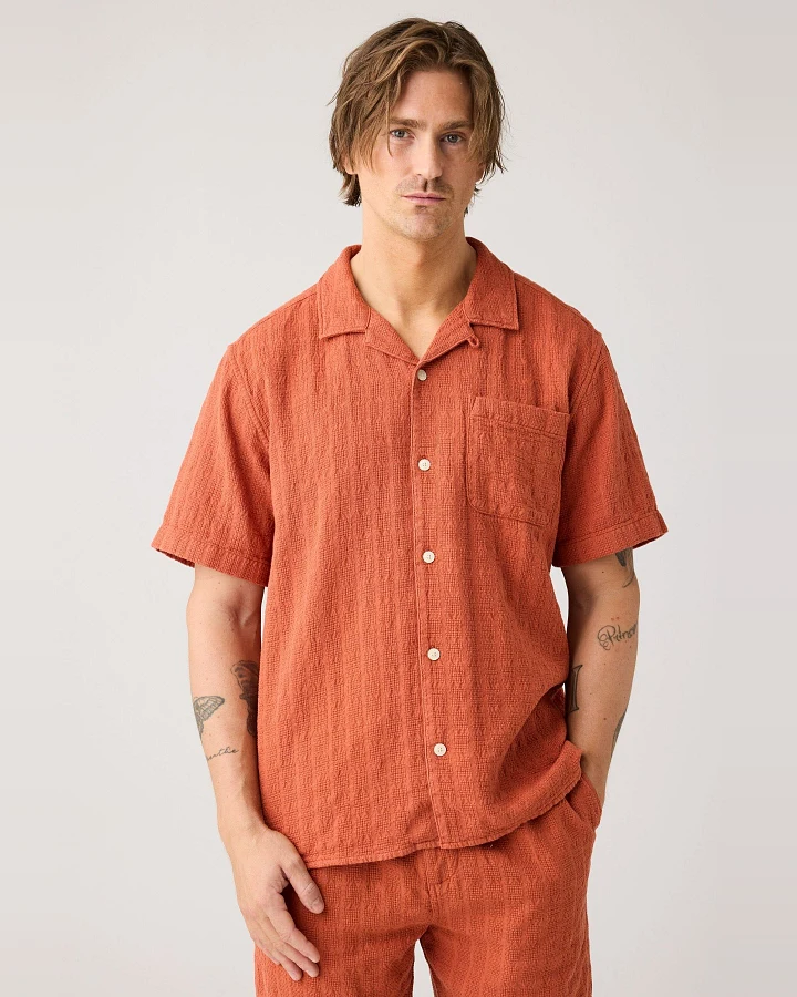 Hemd Structure Short Sleeve Orange