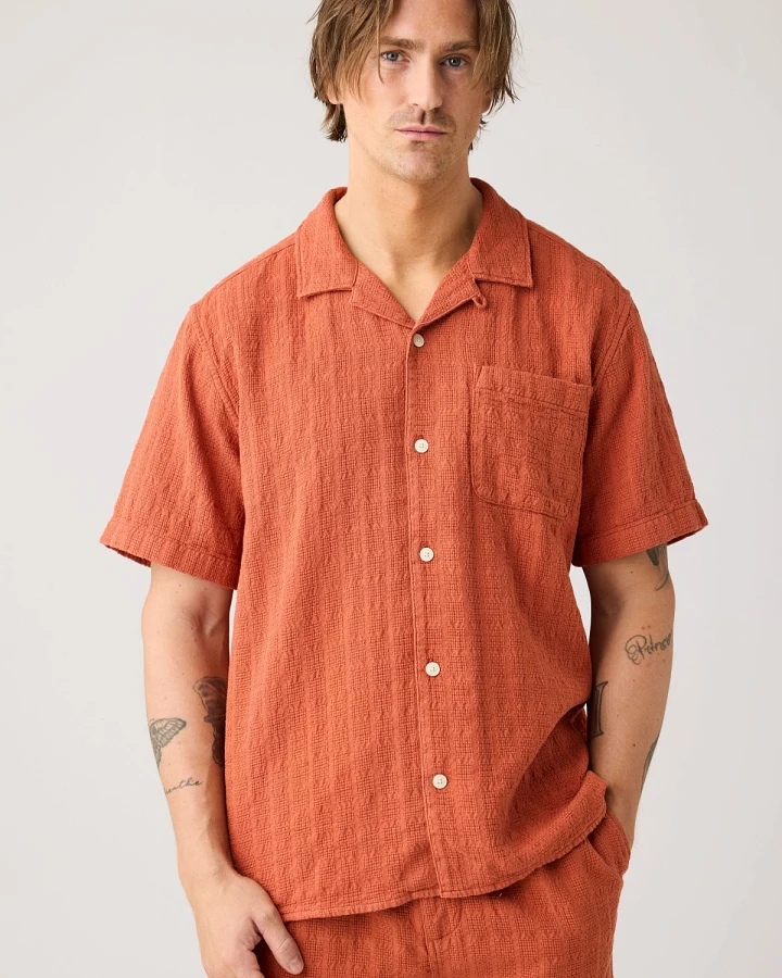 Hemd Structure Short Sleeve Orange