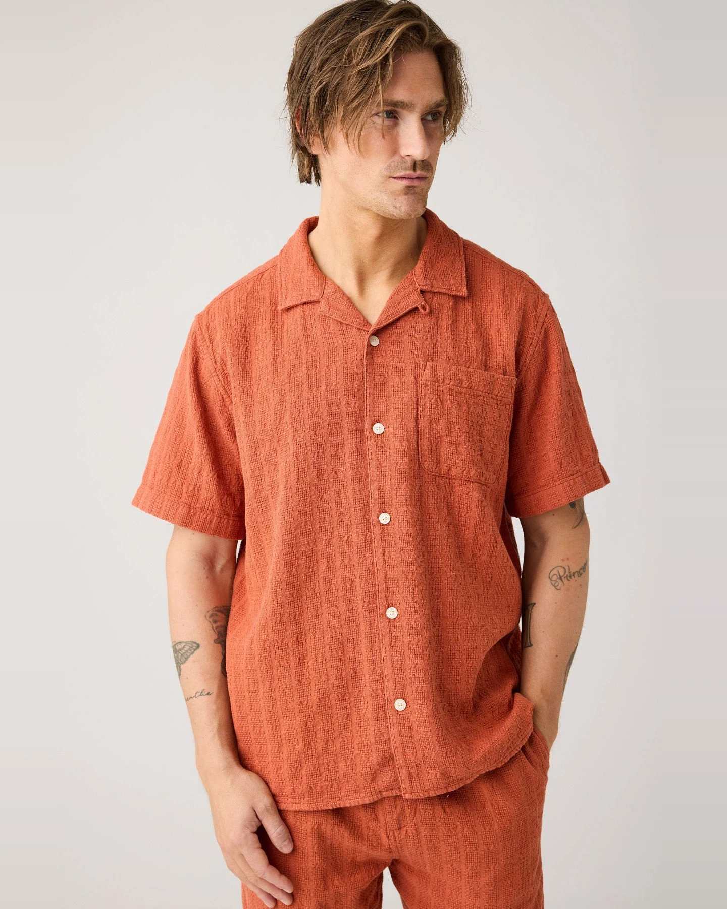 Hemd Structure Short Sleeve Orange – Ansicht 2