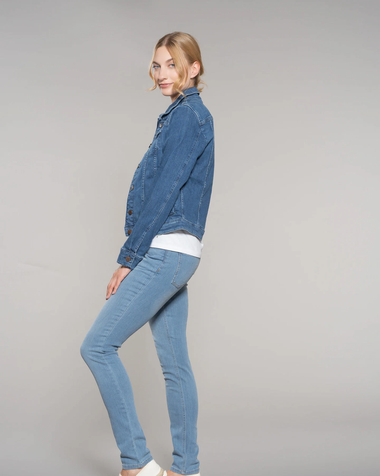 Feuervogl Damen vegan Jacke Denim Svala Hyperflex Fashion Blau – Ansicht 2