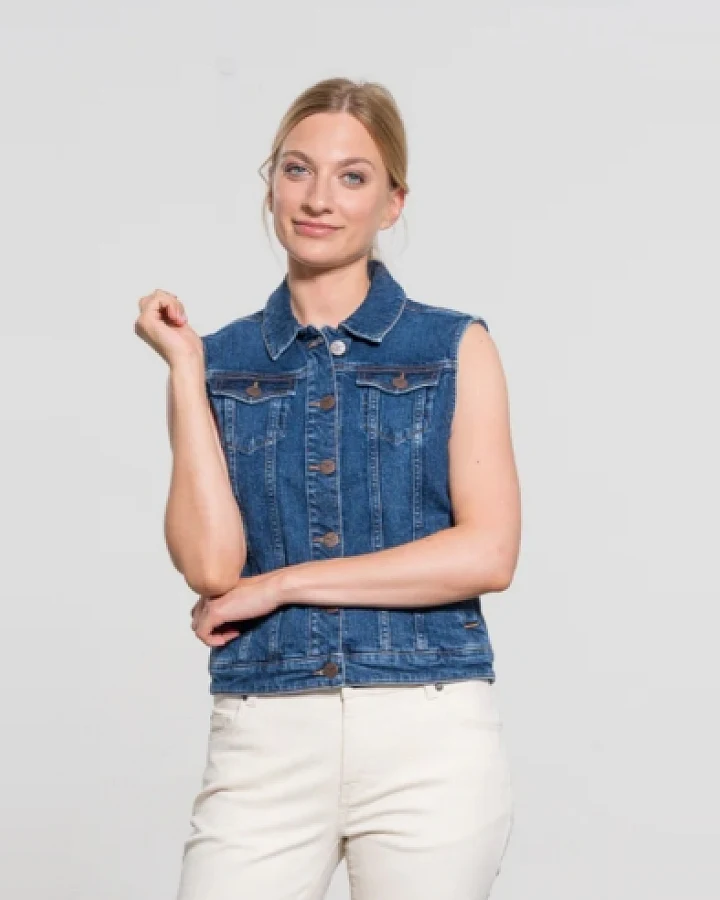 Feuervogl Damen vegan Weste Denim Sana Medium Blau
