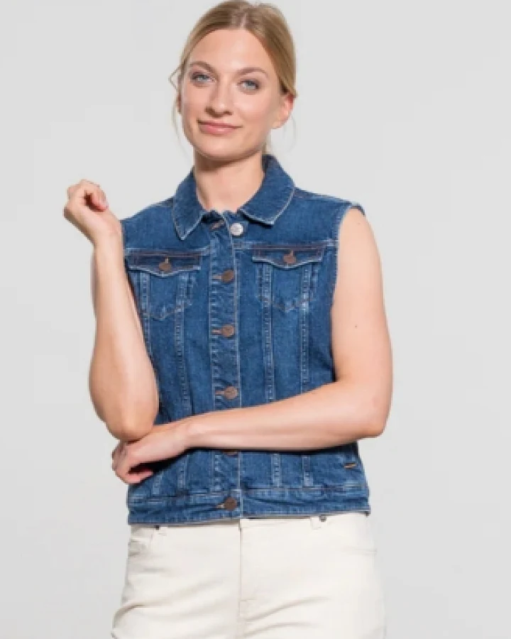 Feuervogl Damen vegan Weste Denim Sana Medium Blau