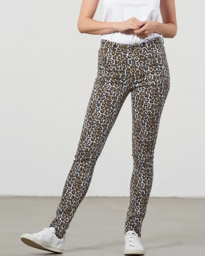 Feuervogl Damen vegan Jeans Skinny Fv-Hanna Wild Animal Print