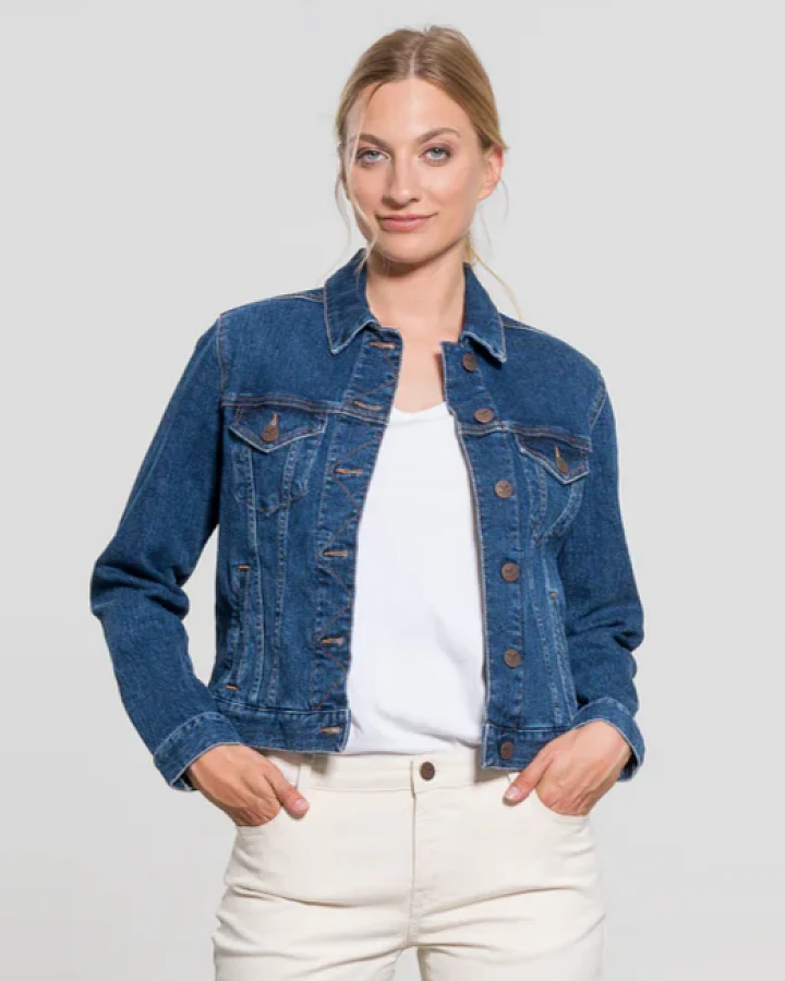 Feuervogl Damen vegan Jacke Denim Stena Medium Blau