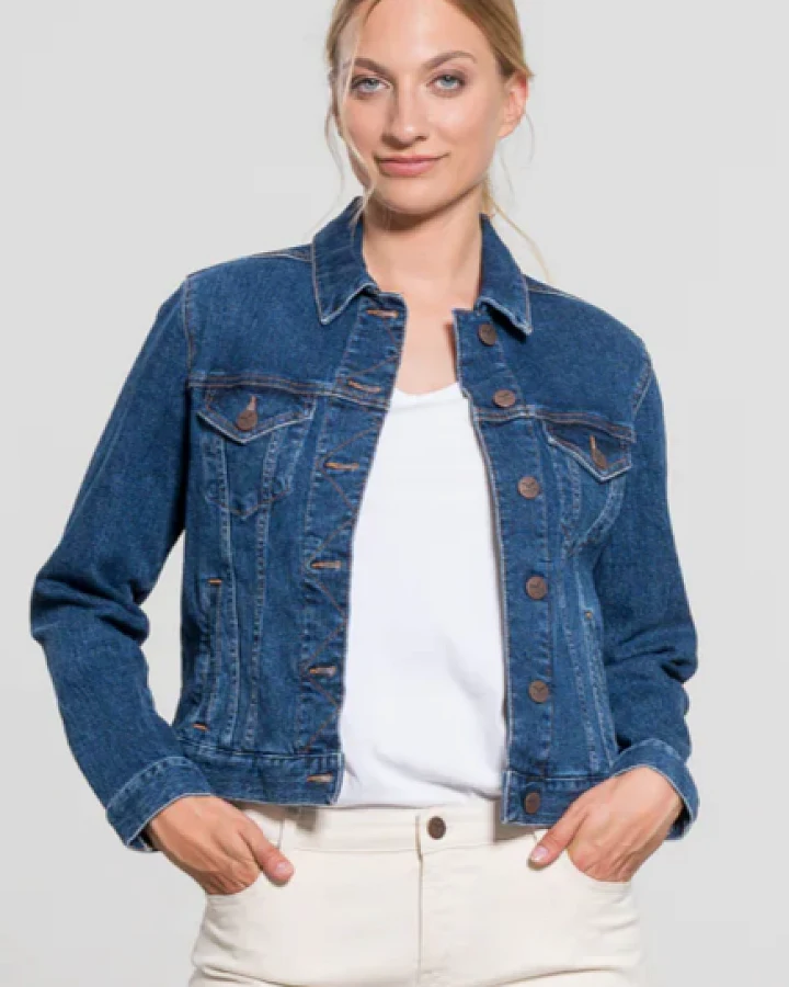 Feuervogl Damen vegan Jacke Denim Stena Medium Blau