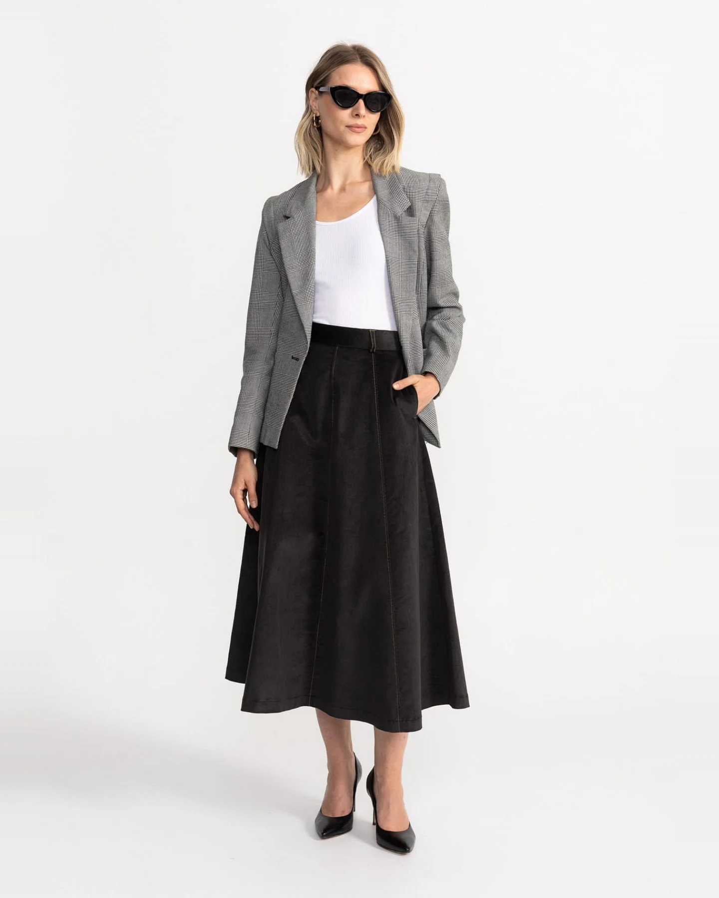 De IONESCU Damen vegan Rock Dorna Corduroy Anthrazit Grau – Ansicht 2