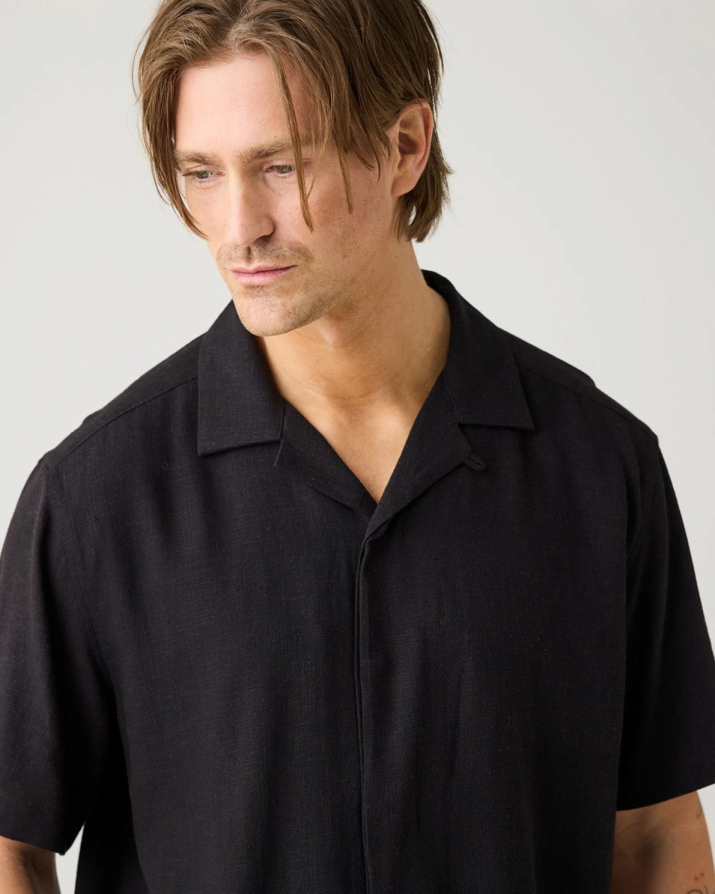 Hemd Relaxed Linen Mix Schwarz – Ansicht 4