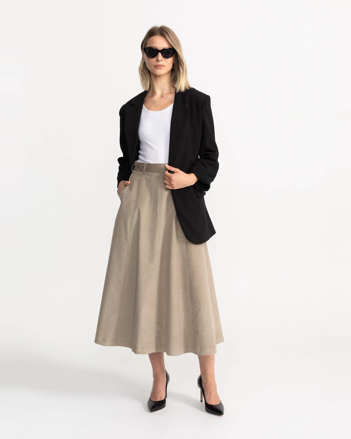 De IONESCU Damen vegan Rock Dorna Corduroy Beige – Ansicht 2