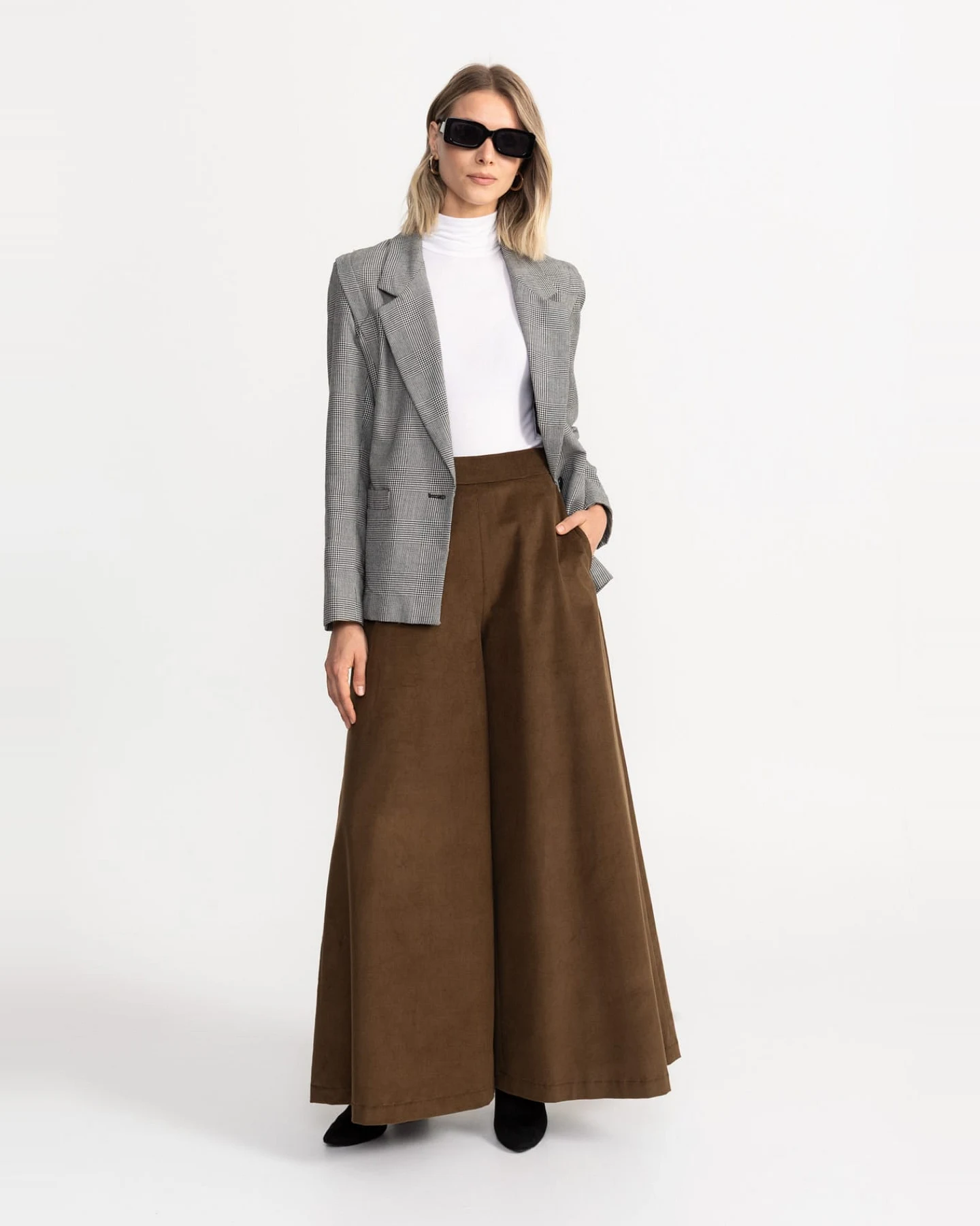 De IONESCU Damen vegan Hose Palazzo Cord Braun – Ansicht 2