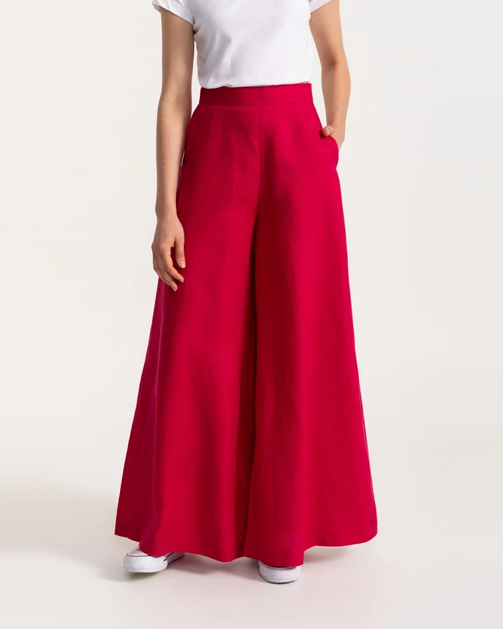 De IONESCU Damen vegan Hose Palazzo Leinen Fuchsia