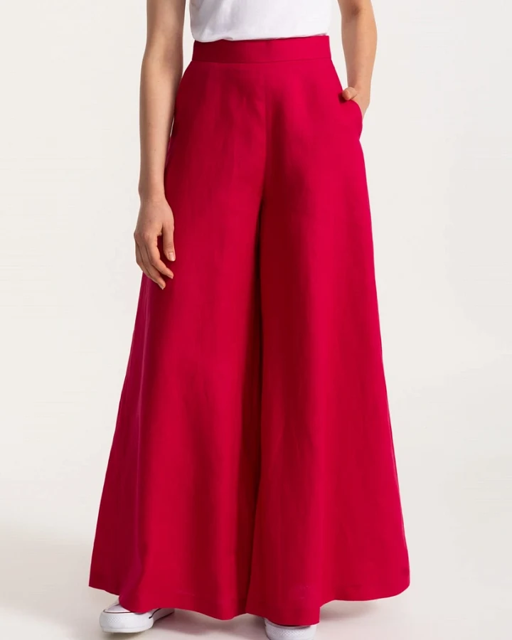 De IONESCU Damen vegan Hose Palazzo Leinen Fuchsia