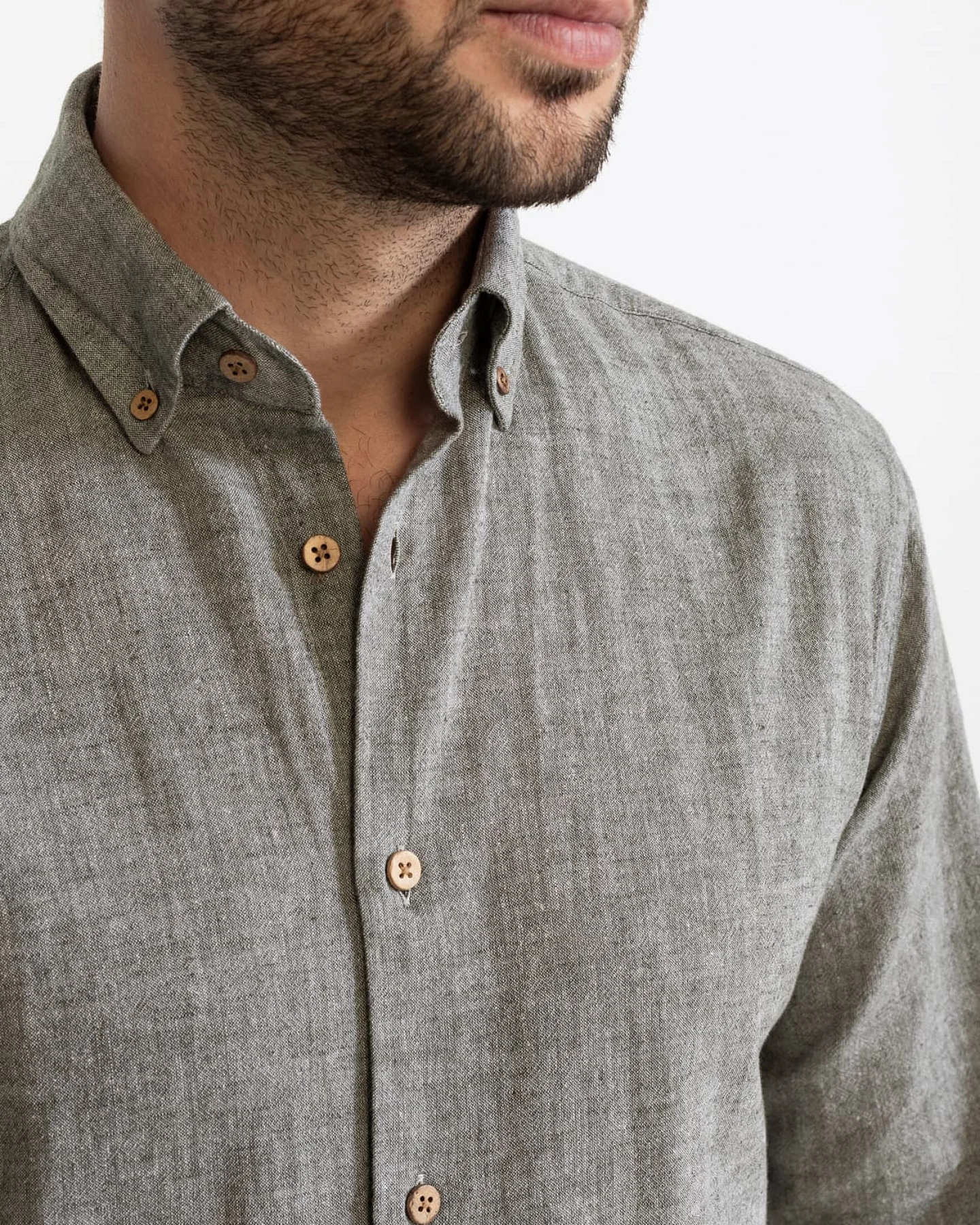 De IONESCU Herren vegan Hemd Godeanu Grau Chambray – Ansicht 2