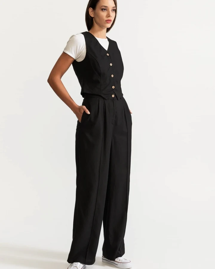 De IONESCU Damen vegan Set Figa Leinen Schwarz