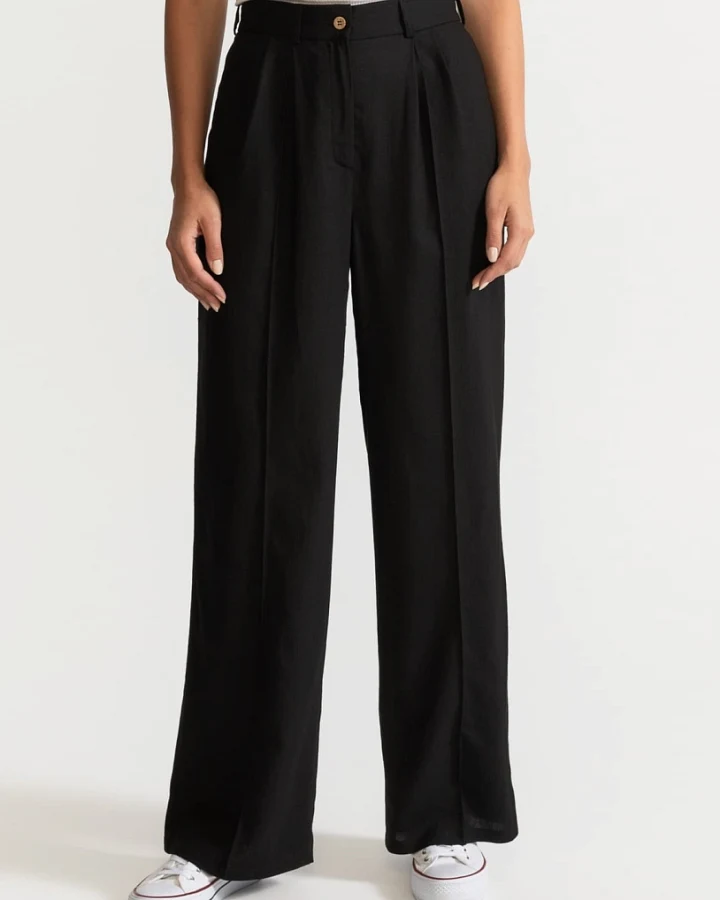 De IONESCU Damen vegan Hose Figa Leinen Schwarz