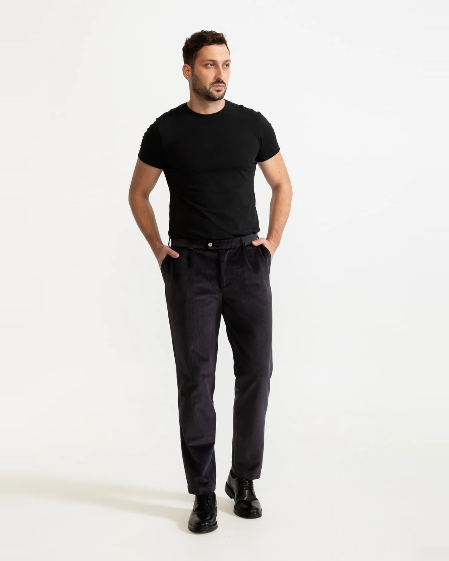 De IONESCU Herren vegan Hose Dacian Corduroy Grau – Ansicht 2