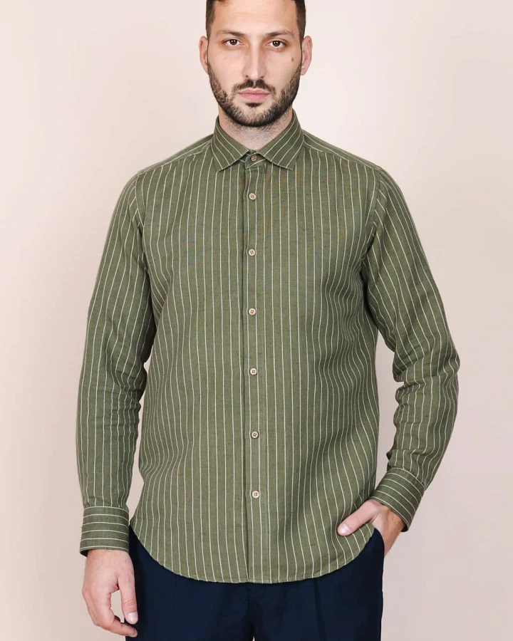 De IONESCU Herren vegan Hemd Calimani Khaki