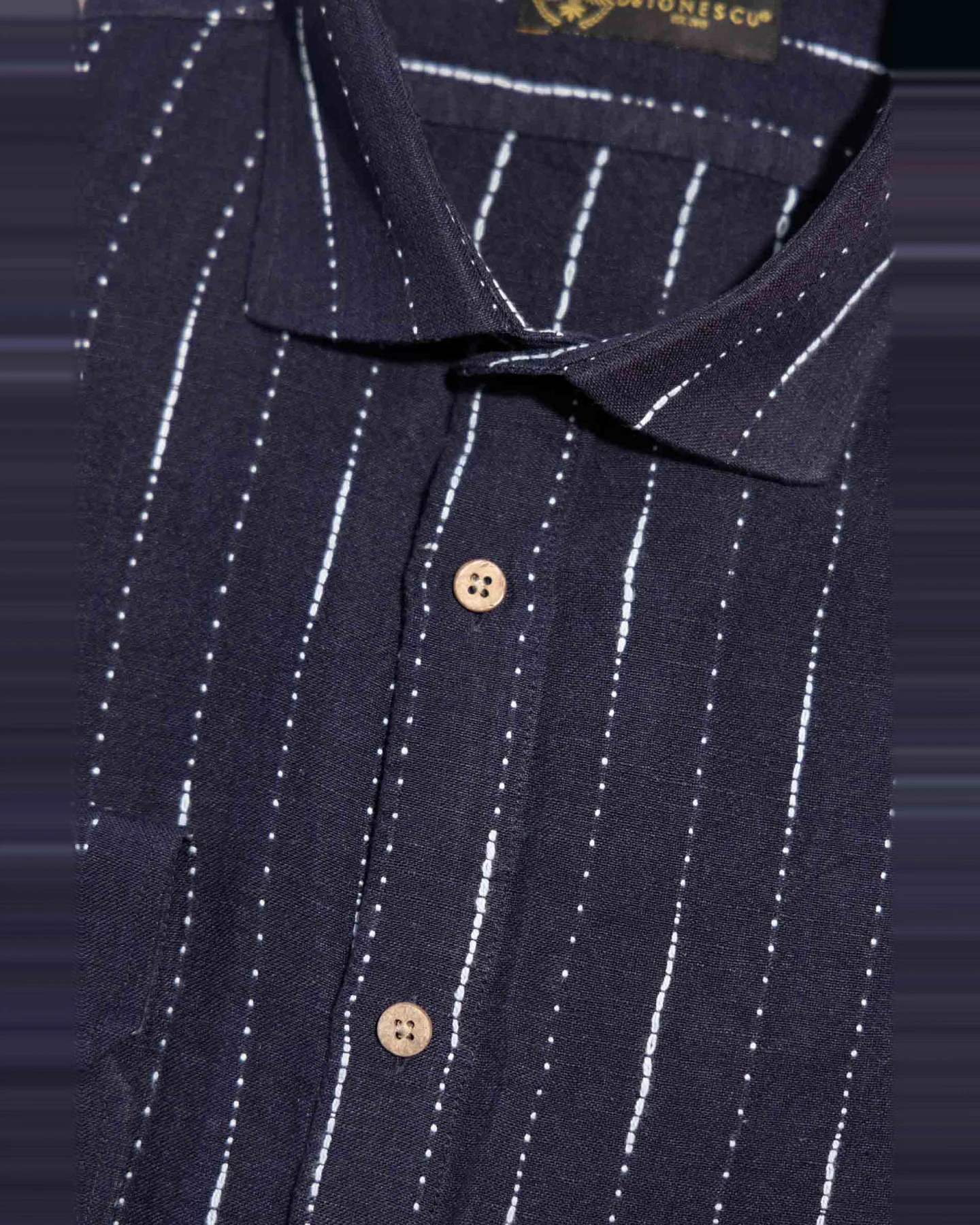 De IONESCU Herren vegan Hemd Calimani Marineblau – Ansicht 2