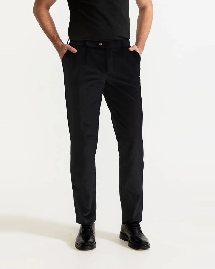 De IONESCU Herren vegan Hose Dacian Corduroy Marineblau