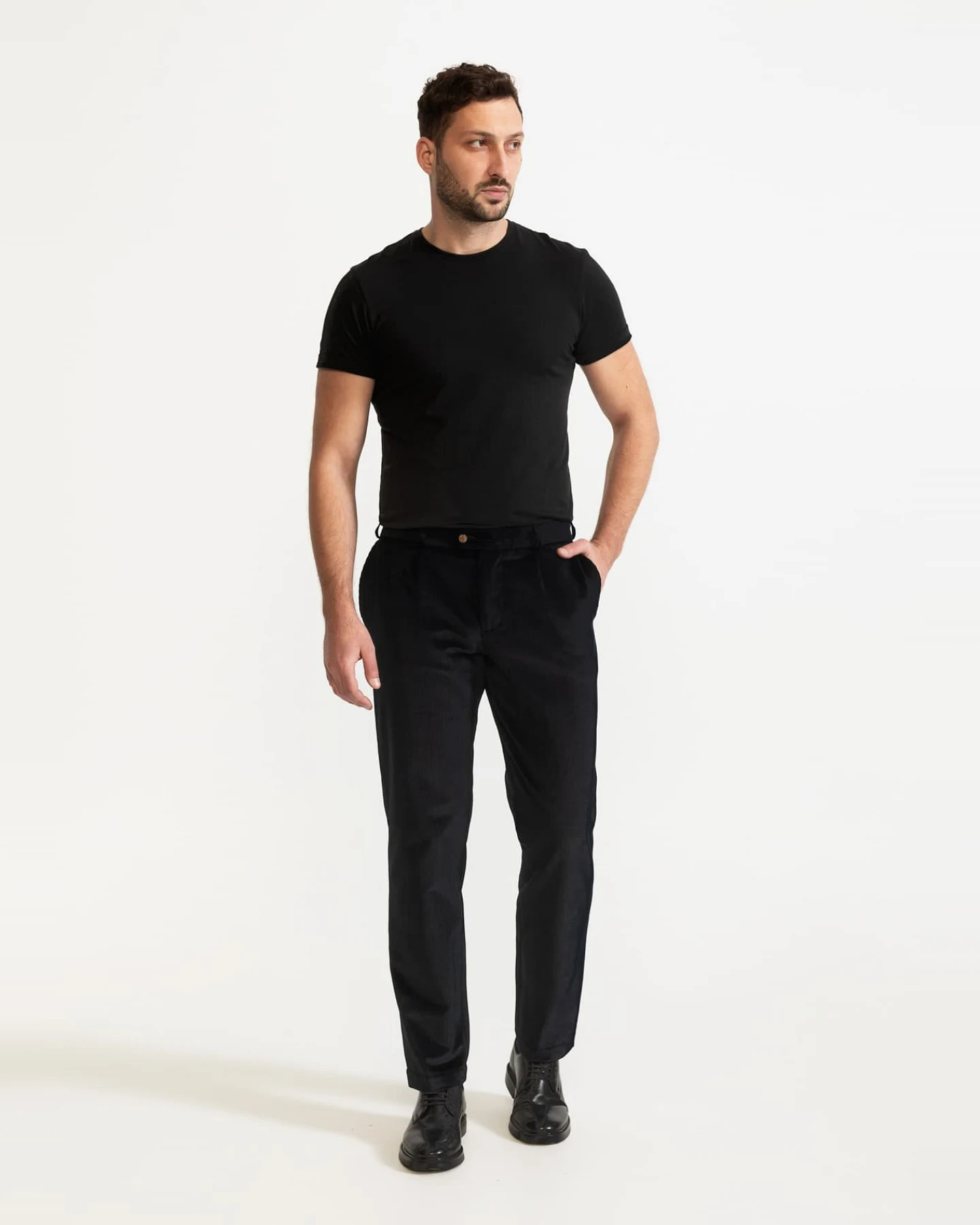 De IONESCU Herren vegan Hose Dacian Corduroy Marineblau – Ansicht 2