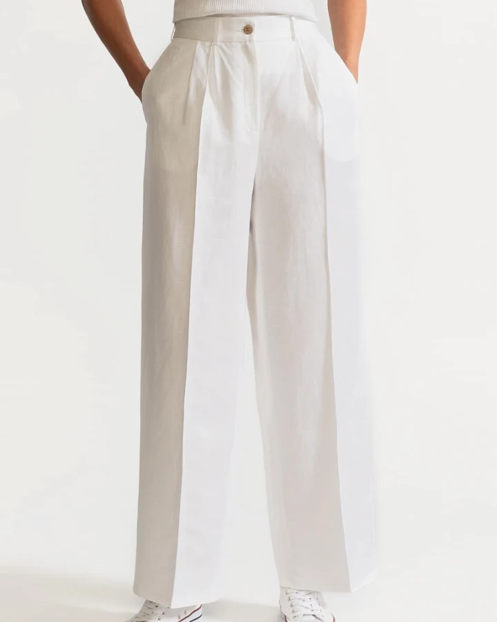 De IONESCU Damen vegan Hose Figa Leinen Weiß