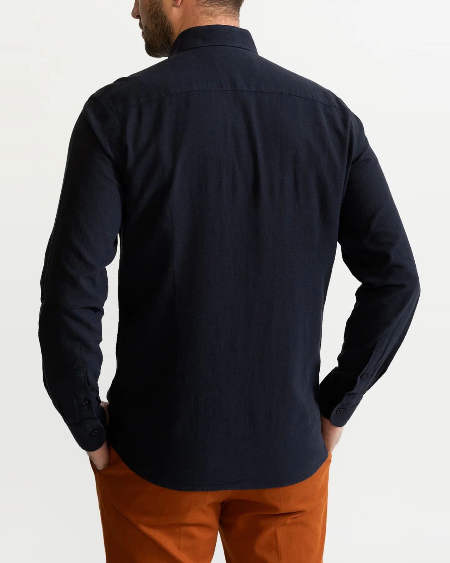 De IONESCU Herren vegan Hemd Godeanu Marineblau – Ansicht 2