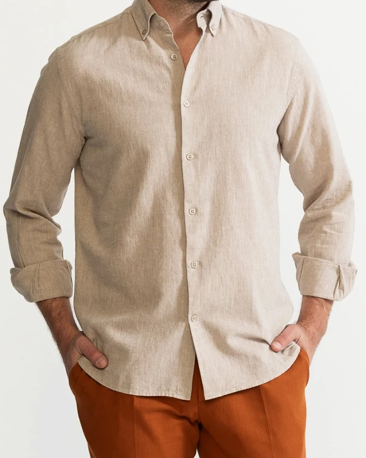 De IONESCU Herren vegan Hemd Godeanu Beige
