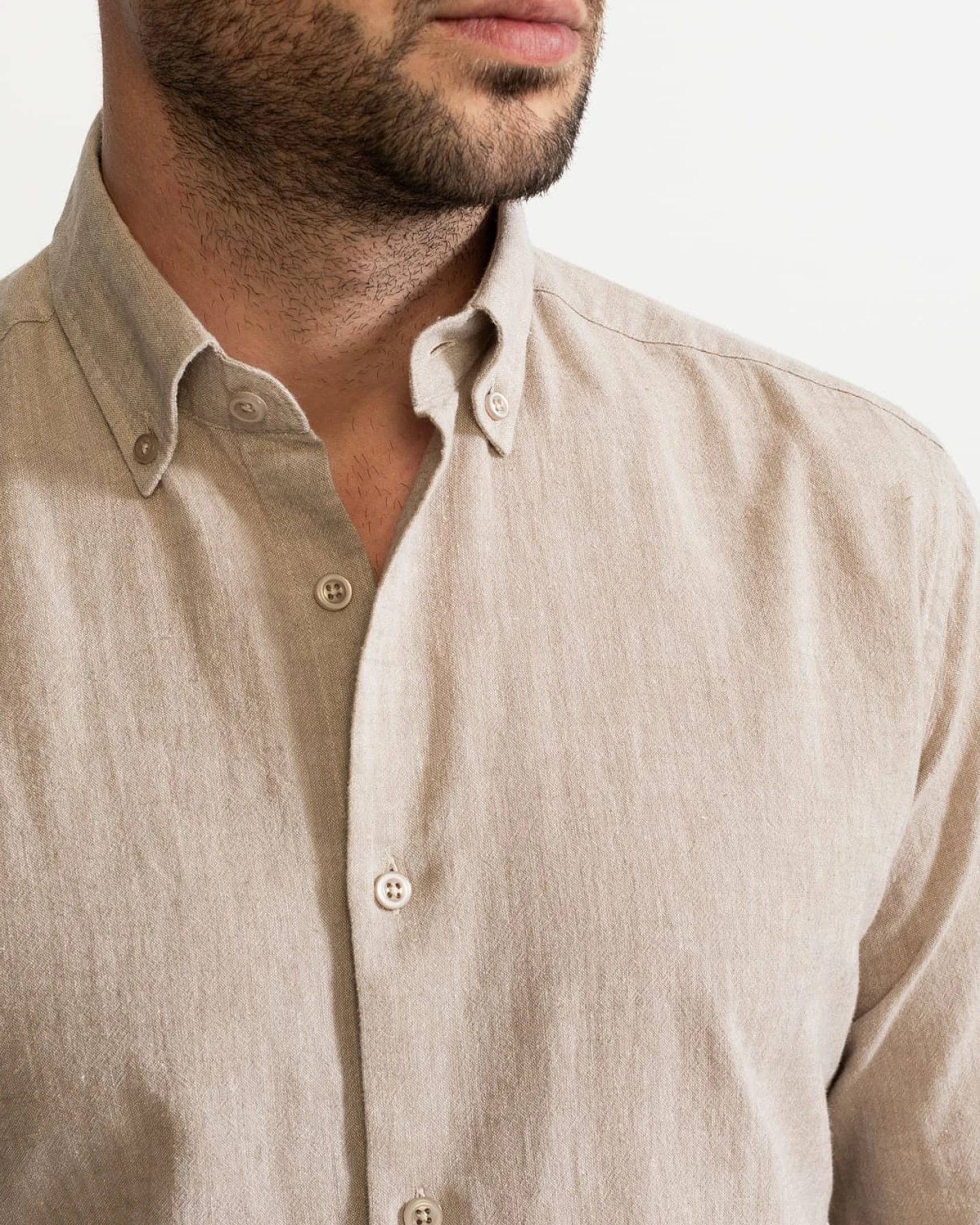 De IONESCU Herren vegan Hemd Godeanu Beige – Ansicht 2