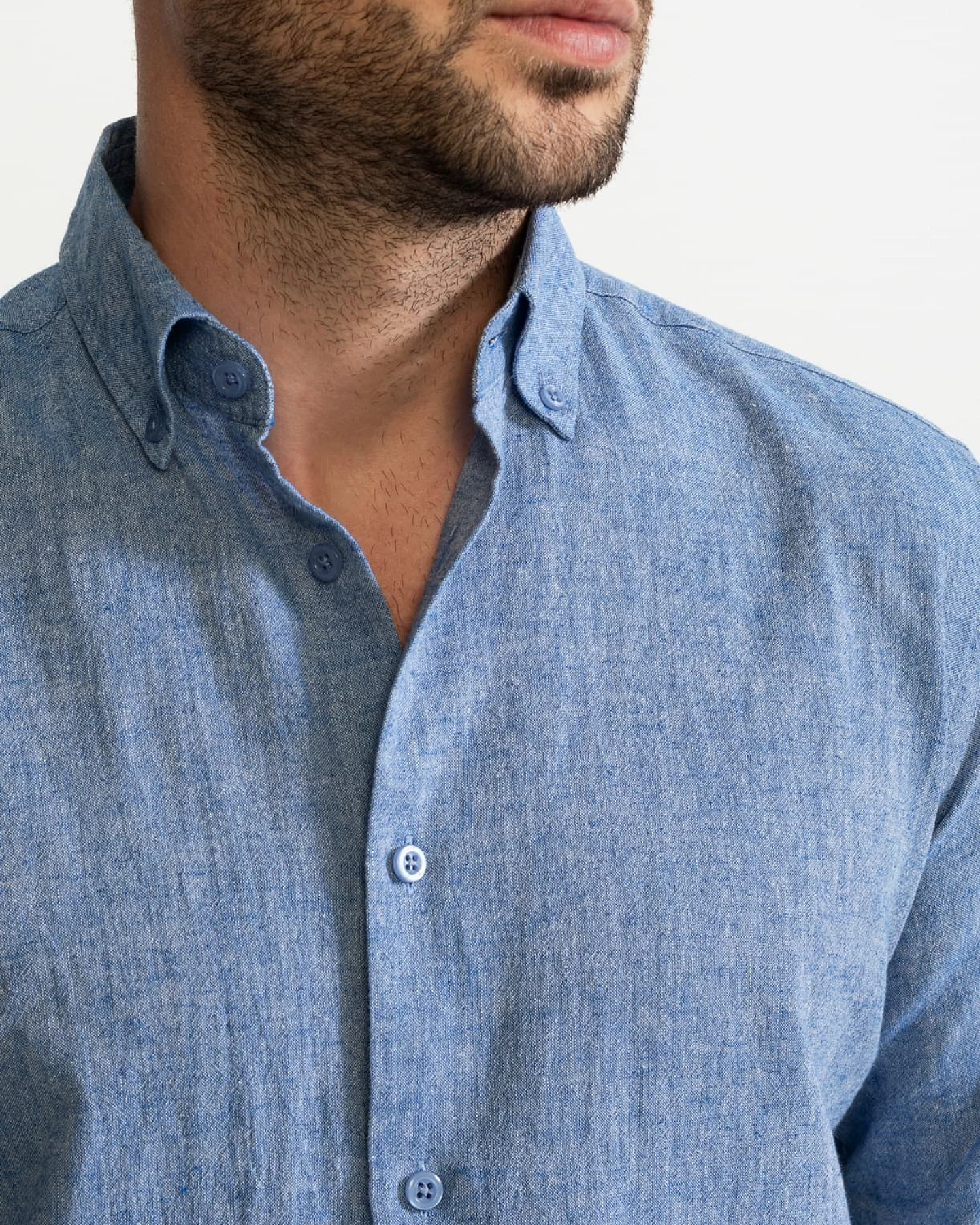 De IONESCU Herren vegan Hemd Godeanu Himmelblau – Ansicht 2