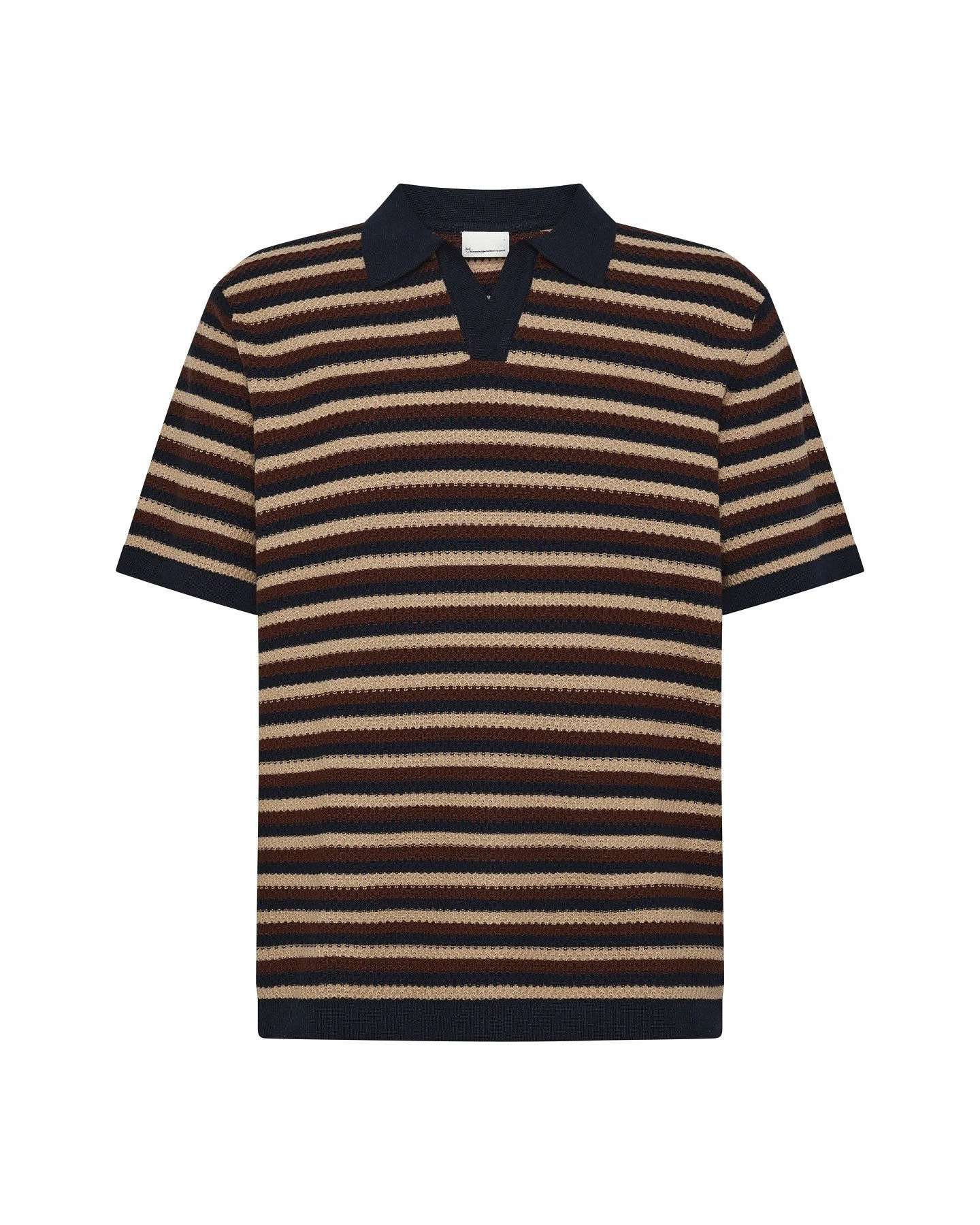 Poloshirt Knitted Stripe Braun – Ansicht 2