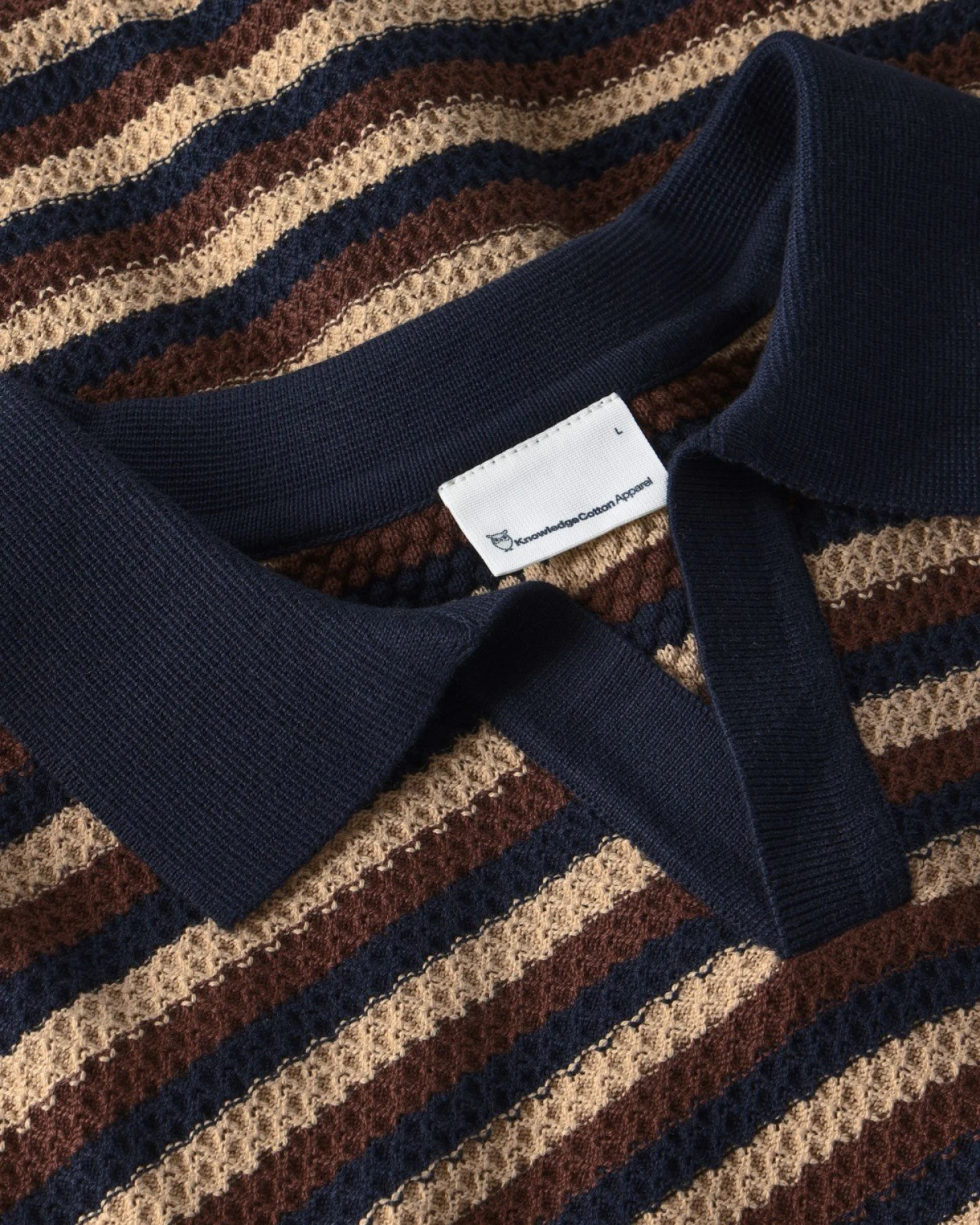 Poloshirt Knitted Stripe Braun – Ansicht 3
