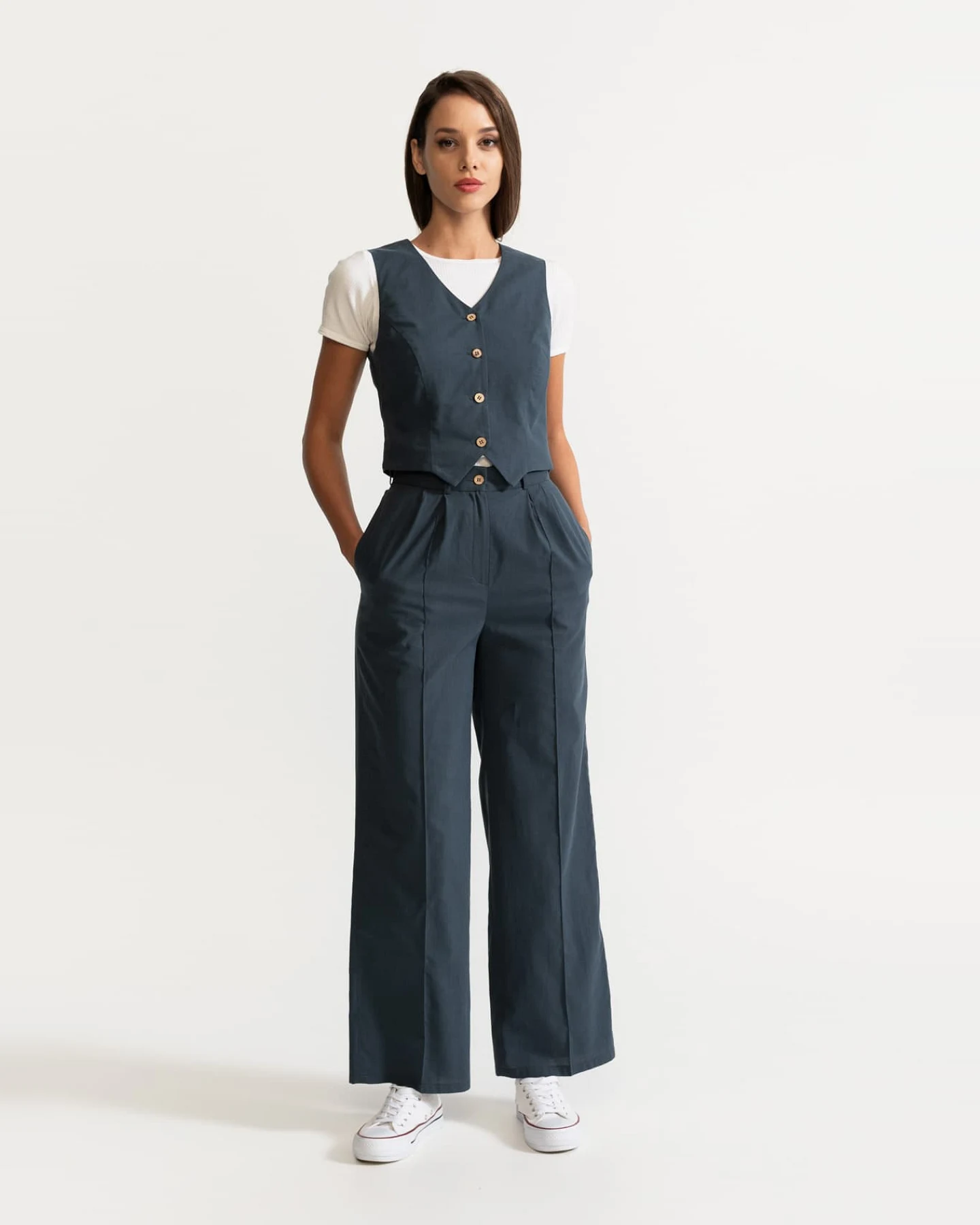 De IONESCU Damen vegan Weste Figa Grau – Ansicht 2