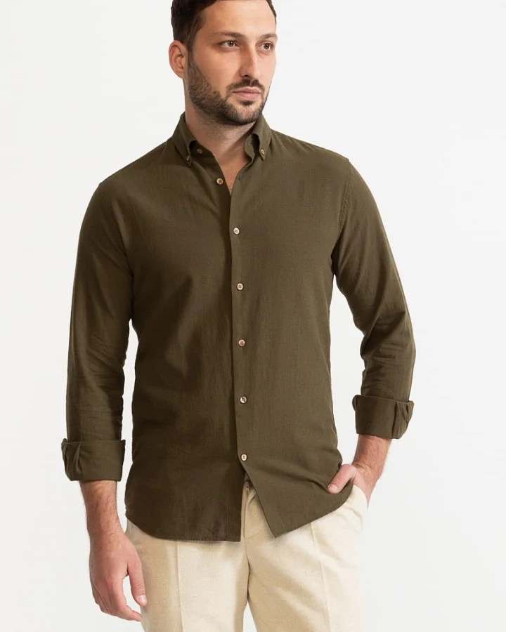 De IONESCU Herren vegan Hemd Godeanu Khaki