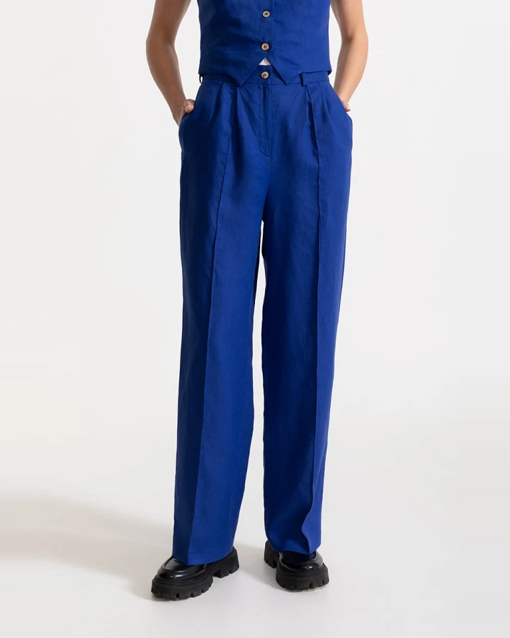 De IONESCU Damen vegan Hose Figa Leinen Königsblau