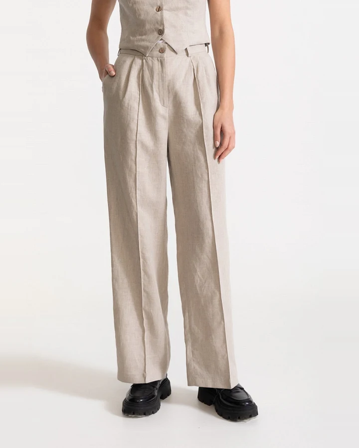 De IONESCU Damen vegan Hose Figa Leinen Beige