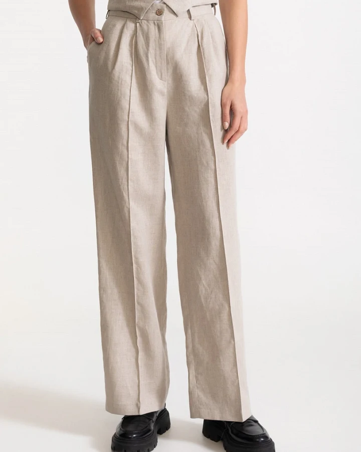 De IONESCU Damen vegan Hose Figa Leinen Beige