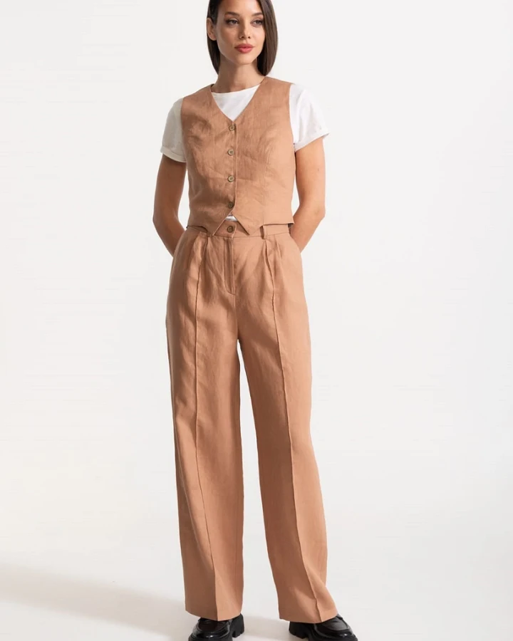 De IONESCU Damen vegan Set Figa Leinen Cappuccino