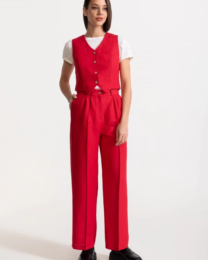 De IONESCU Damen vegan Set Figa Leinen Rot