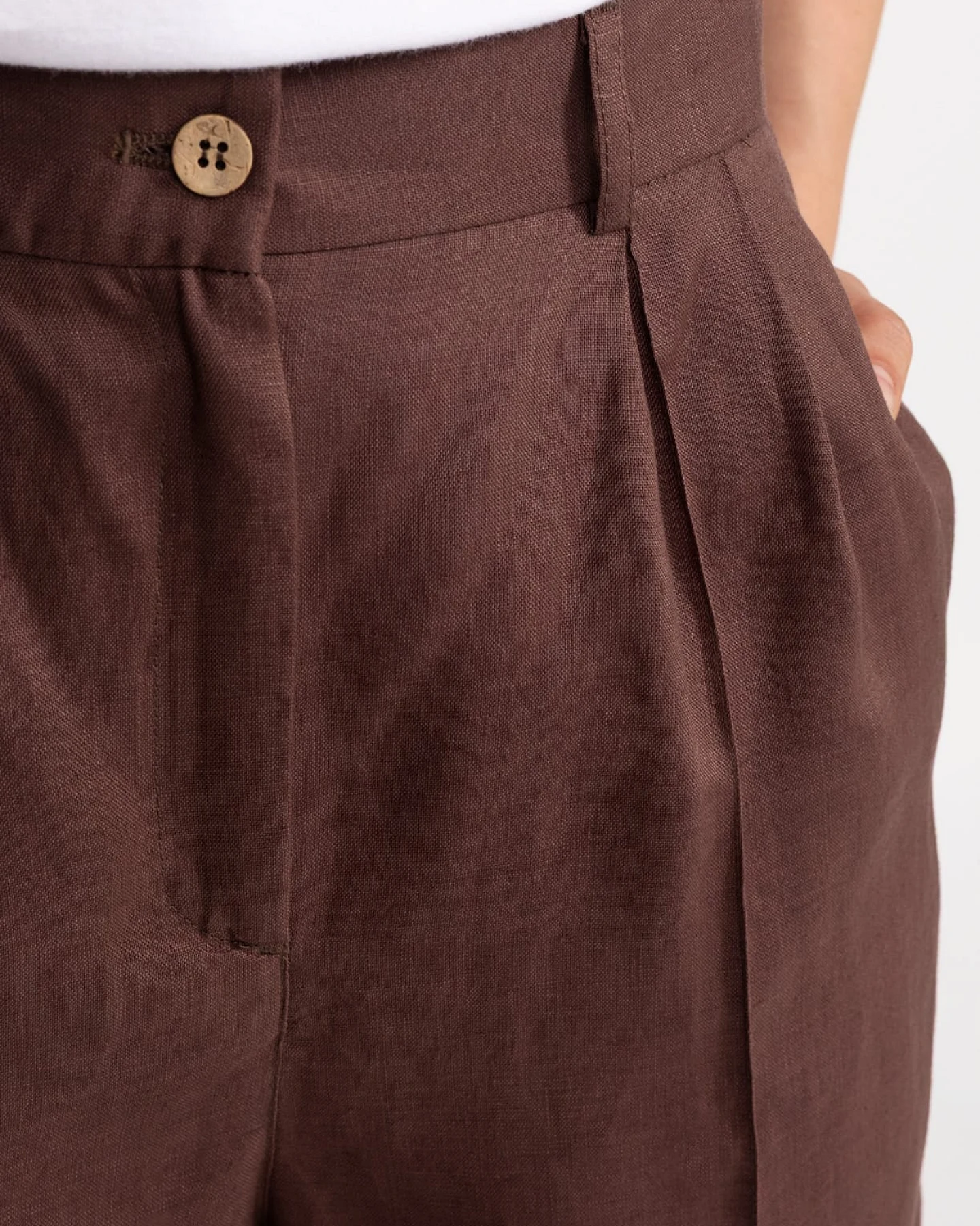De IONESCU Damen vegan Hose Figa Leinen Braun – Ansicht 2